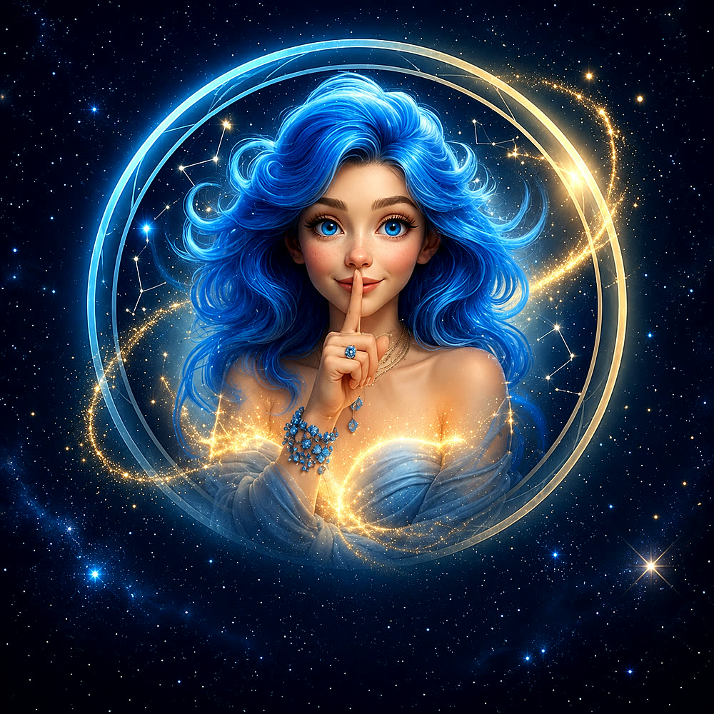 ChiChi — a blue-haired character within a glowing constellation ring